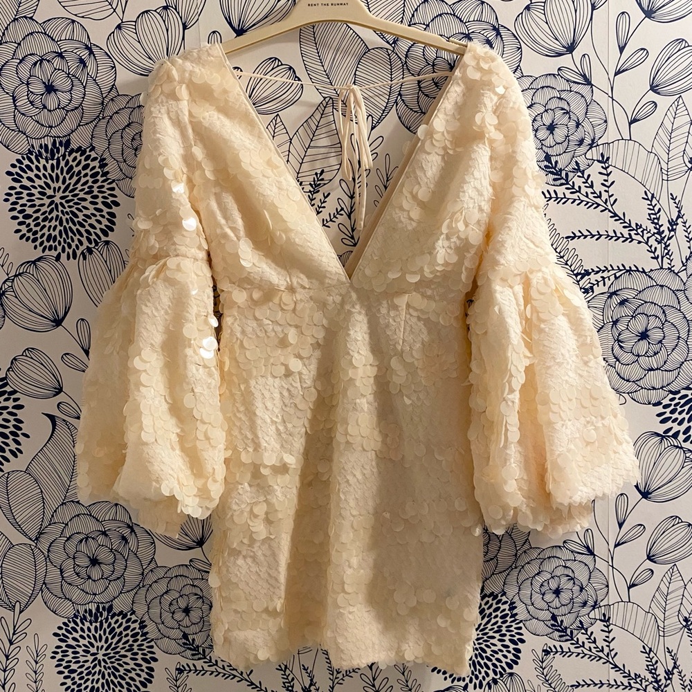 ASOS NWT Cream White Sequin Balloon Sleeve Dress